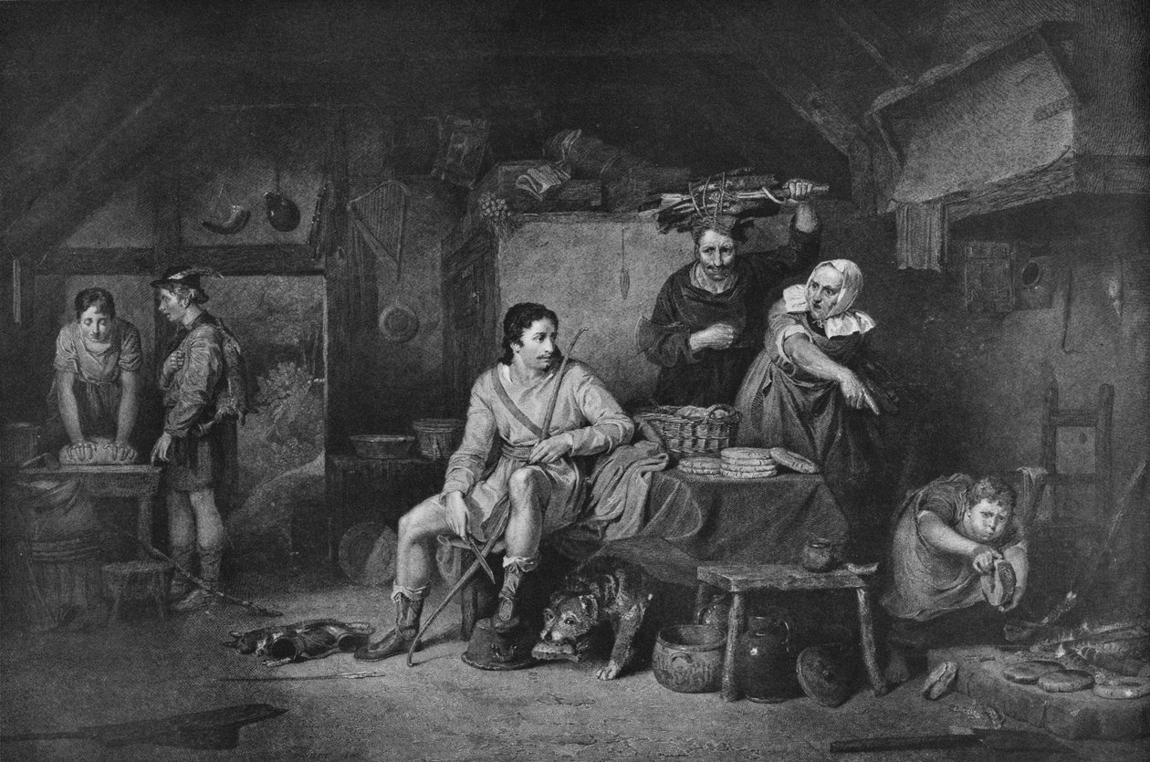 Król Alfred w Neatherd Cottage, 1806, 1912 autorstwa David Wilkie