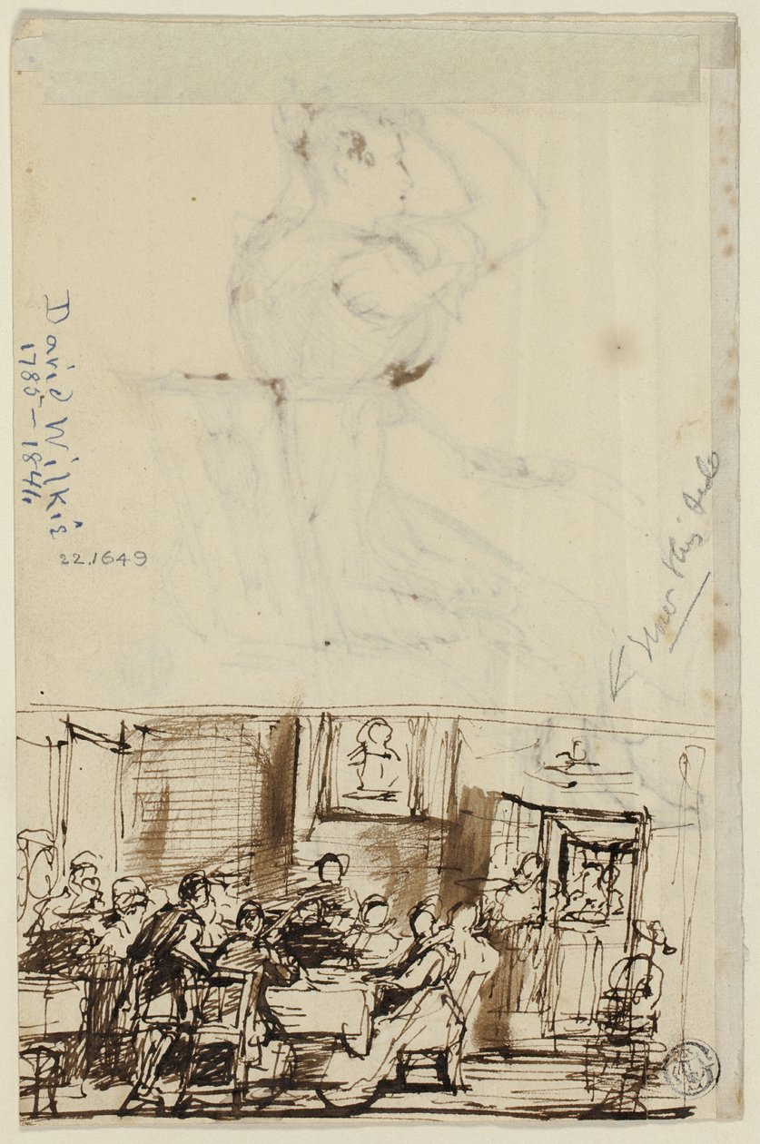 Ludzie przy stole (recto) i gabinet toalety (verso) autorstwa David Wilkie