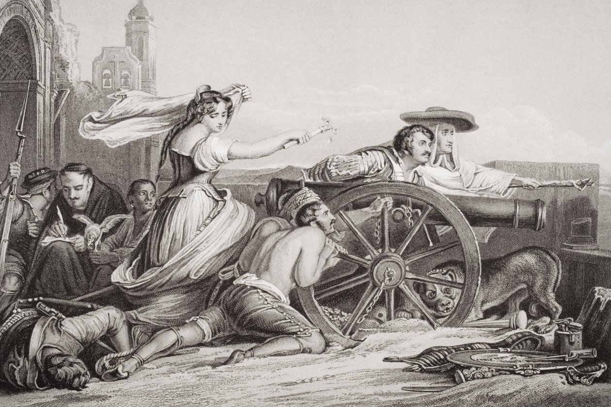 Obrona Saragossy, 1808, z „Illustrations of English and Scottish History” Tom II autorstwa David Wilkie