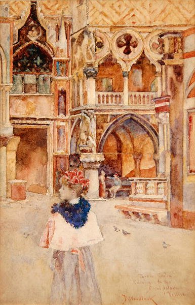 Porta della Carta, Wejście do Pałacu Książęcego, Wenecja (akwarela na papierze) autorstwa David Woodlock