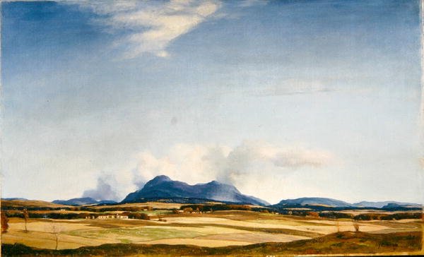 Jesienne chmury, wzgórza Ochil, ok. 1930 (olej na płótnie) autorstwa David Young Cameron