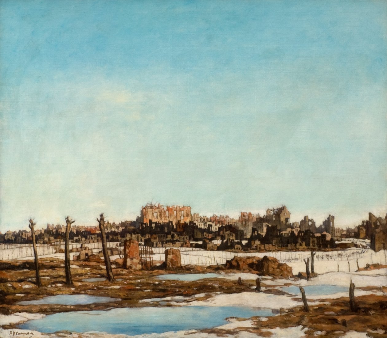 Bailleul, ok. 1918 (olej na płótnie) autorstwa David Young Cameron