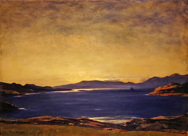Wieczór, Firth of Lorn (olej na płótnie) autorstwa David Young Cameron