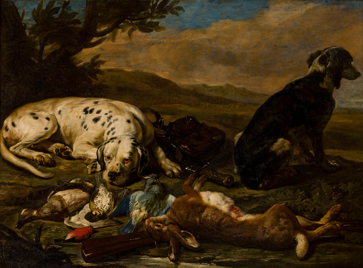 Martwa natura na podstawie Polowania, ok. 1665-1701 (olej na płótnie) autorstwa David de Koninck