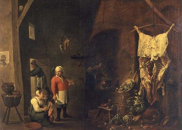 Wnętrze domu wiejskiego, ok. 1640 (olej na płótnie) autorstwa David the Elder Teniers