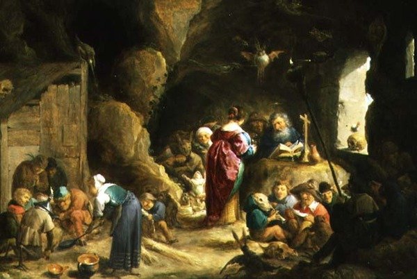 Kuszenie św. Antoniego (251-356) (panel) autorstwa David the Elder Teniers