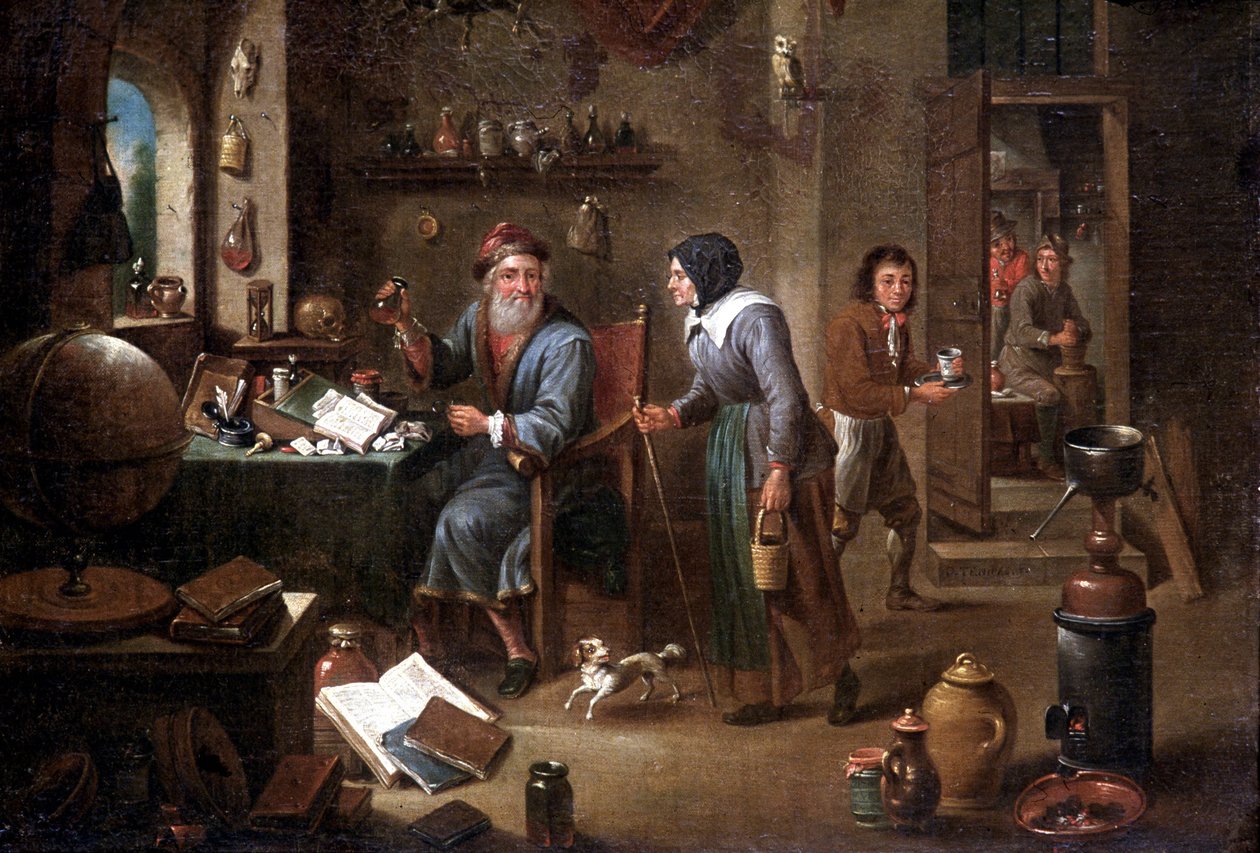 Gabinet alchemika (olej na płótnie) autorstwa David the Elder Teniers