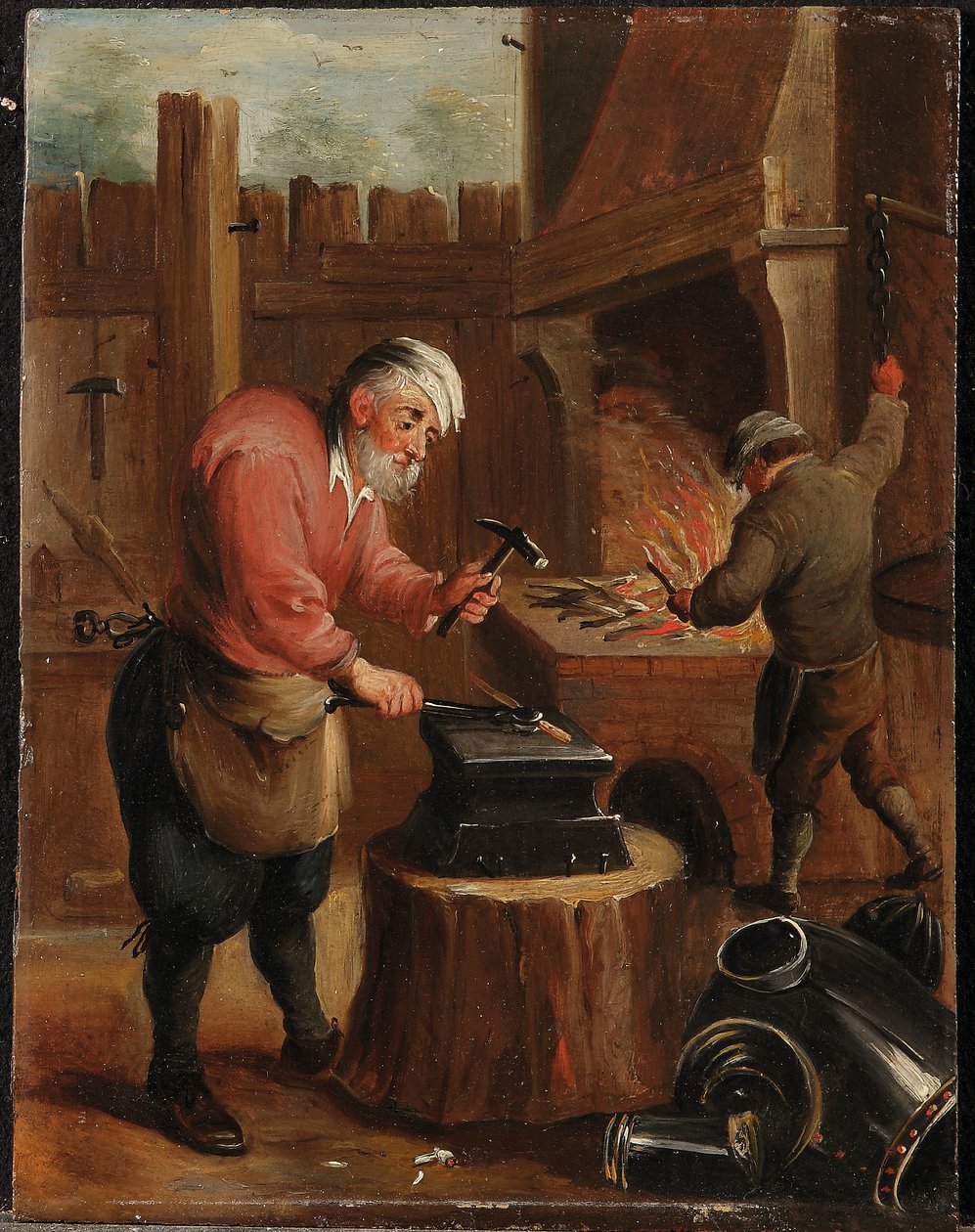 Alegoria czterech żywiołów: Ogień (olej na panelu) autorstwa David the Younger (follower of) Teniers