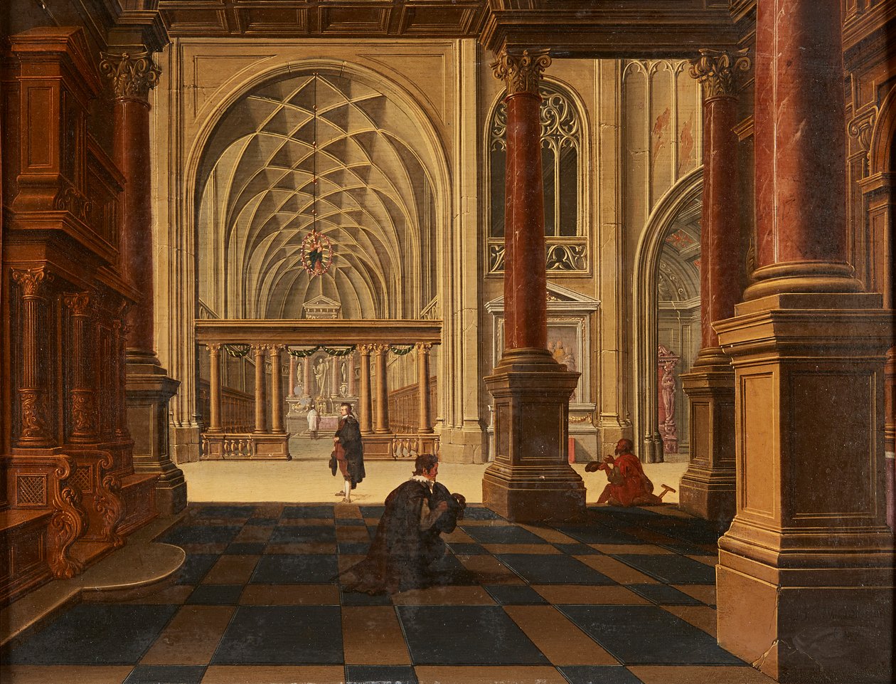 Postacie rozmawiające na ścieżce, za ruinami zamku (olej na panelu) autorstwa David the Younger (follower of) Teniers