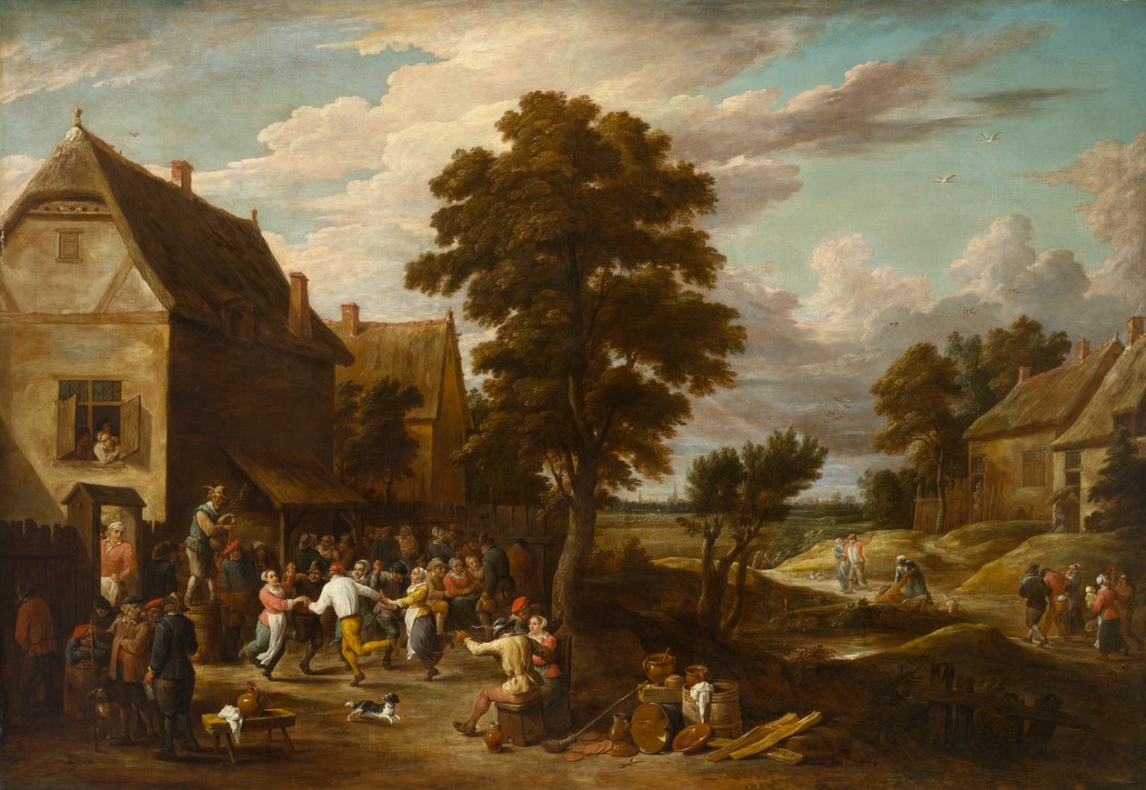 Tancerze w wiejskiej gospodzie, ok. 1660 (olej na płótnie) autorstwa David the Younger (workshop of) Teniers