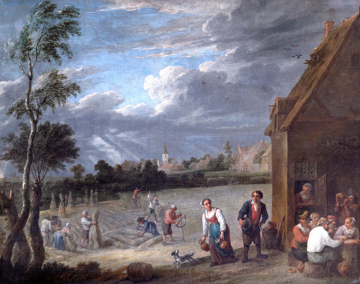 A Harvest Scene (óleo sobre tela) polonês autorstwa David Teniers the Younger