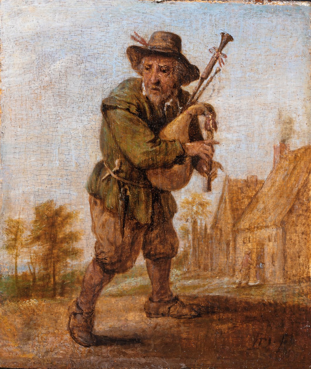 Grający na dudach autorstwa David Teniers the Younger
