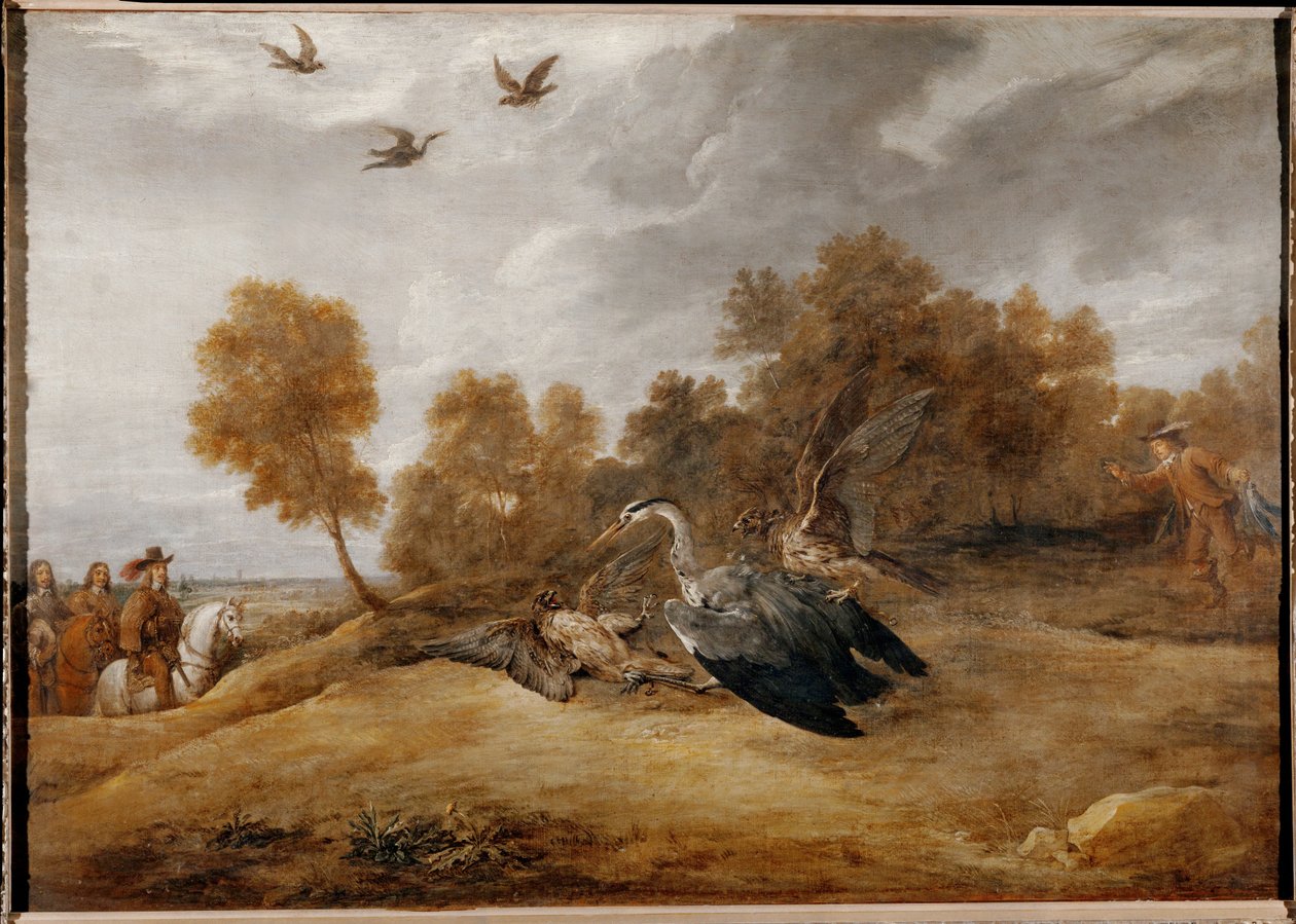 Arcyksiążę Leopold Wilhelm polujący na czaple z sokołami ... autorstwa David the Younger Teniers