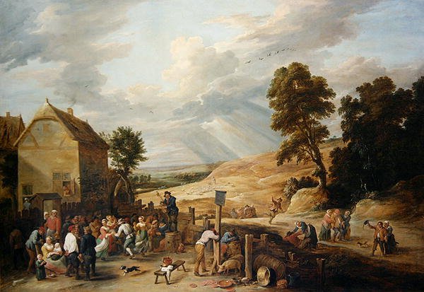Taniec wiejski przed karczmą (olej na płótnie) autorstwa David Teniers the Younger