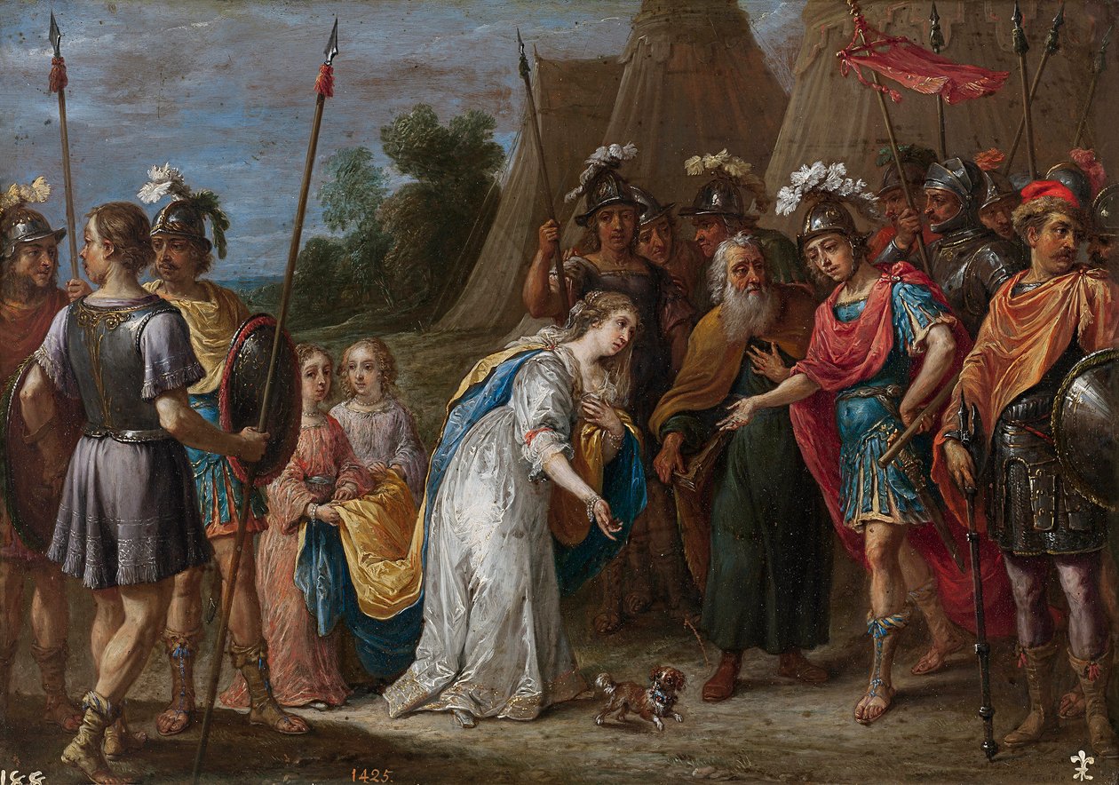 Eustathius wstawia się za Armidą (Armide) u Godfreya z Bouillon (Godefroy de Bouillon autorstwa David Teniers the Younger