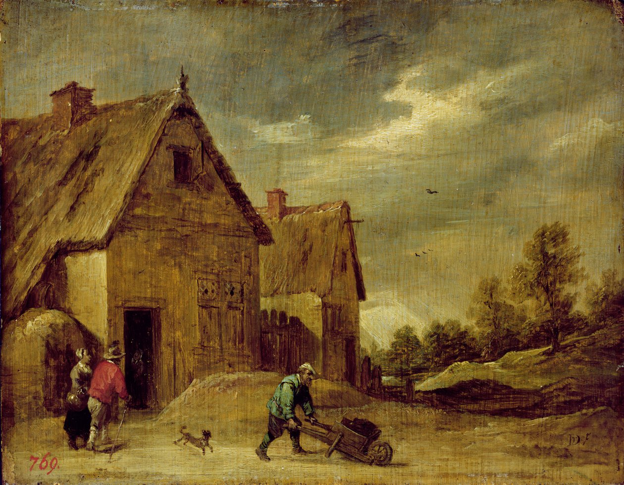 Rolnik z Taczką (olej na dębie) autorstwa David Teniers the Younger
