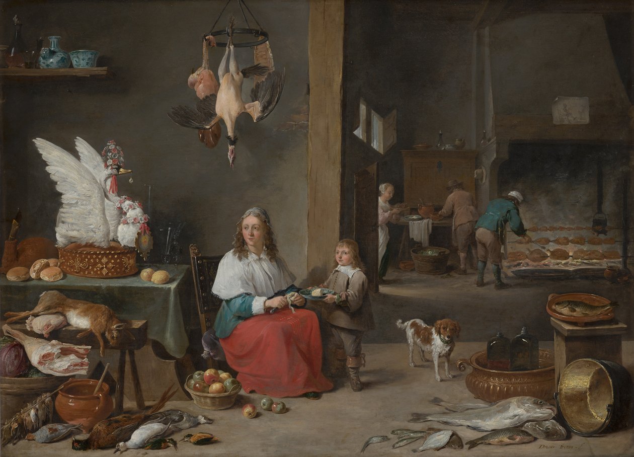 Wnętrze kuchni, 1644 autorstwa David Teniers the Younger