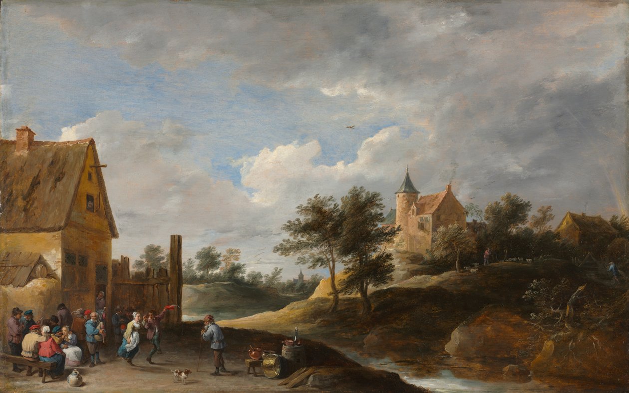 Krajobraz z tańczącymi chłopami, ok. 1645-50 autorstwa David Teniers the Younger