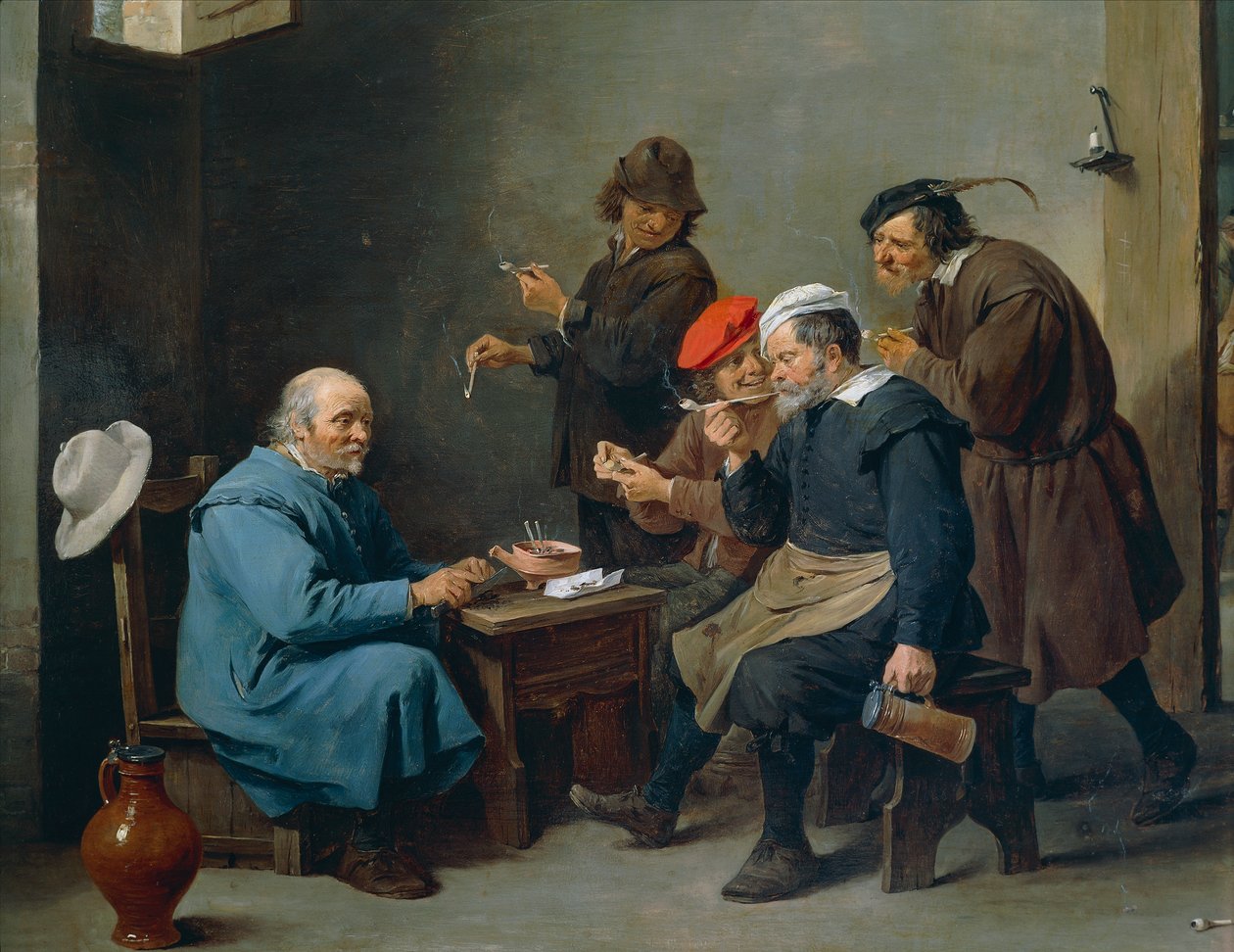 Mężczyzna w białym kapeluszu autorstwa David Teniers the Younger