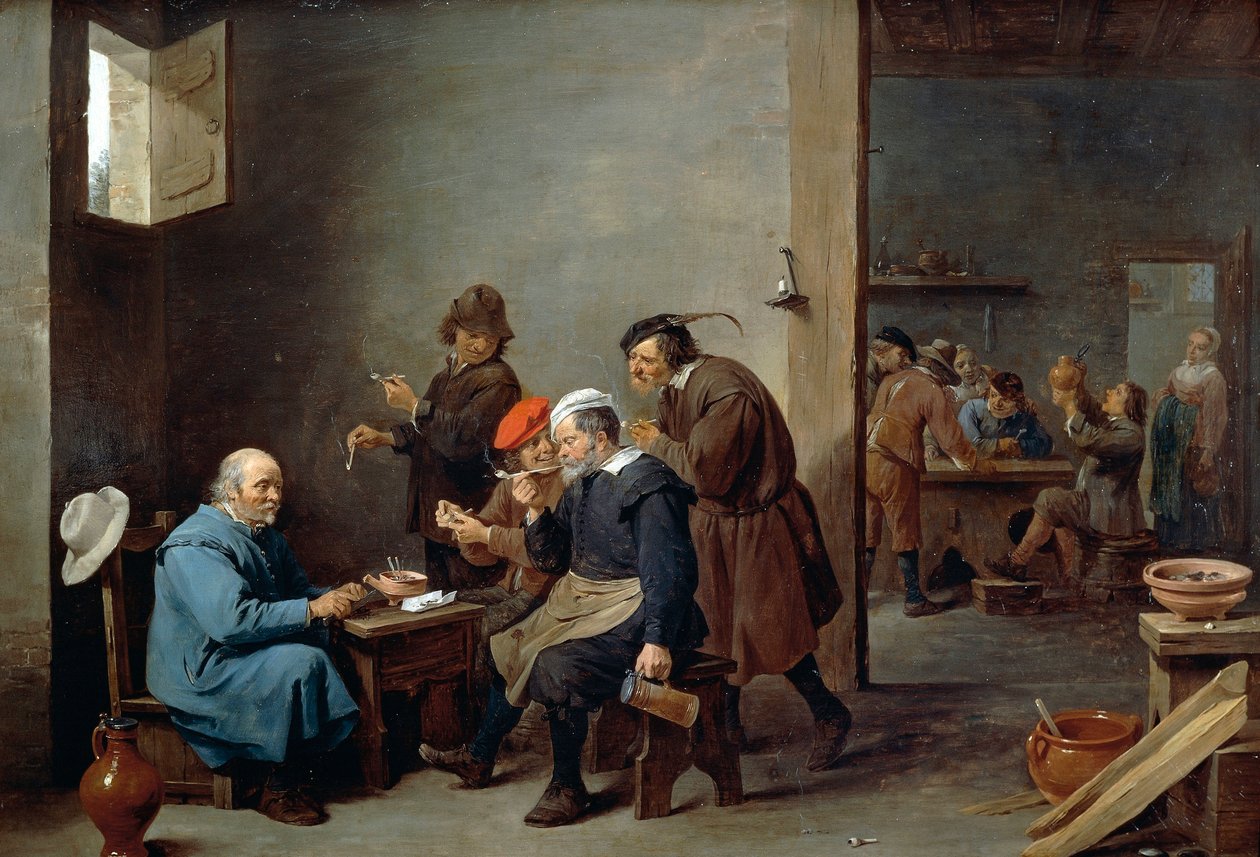 Mężczyzna w białym kapeluszu autorstwa David Teniers the Younger