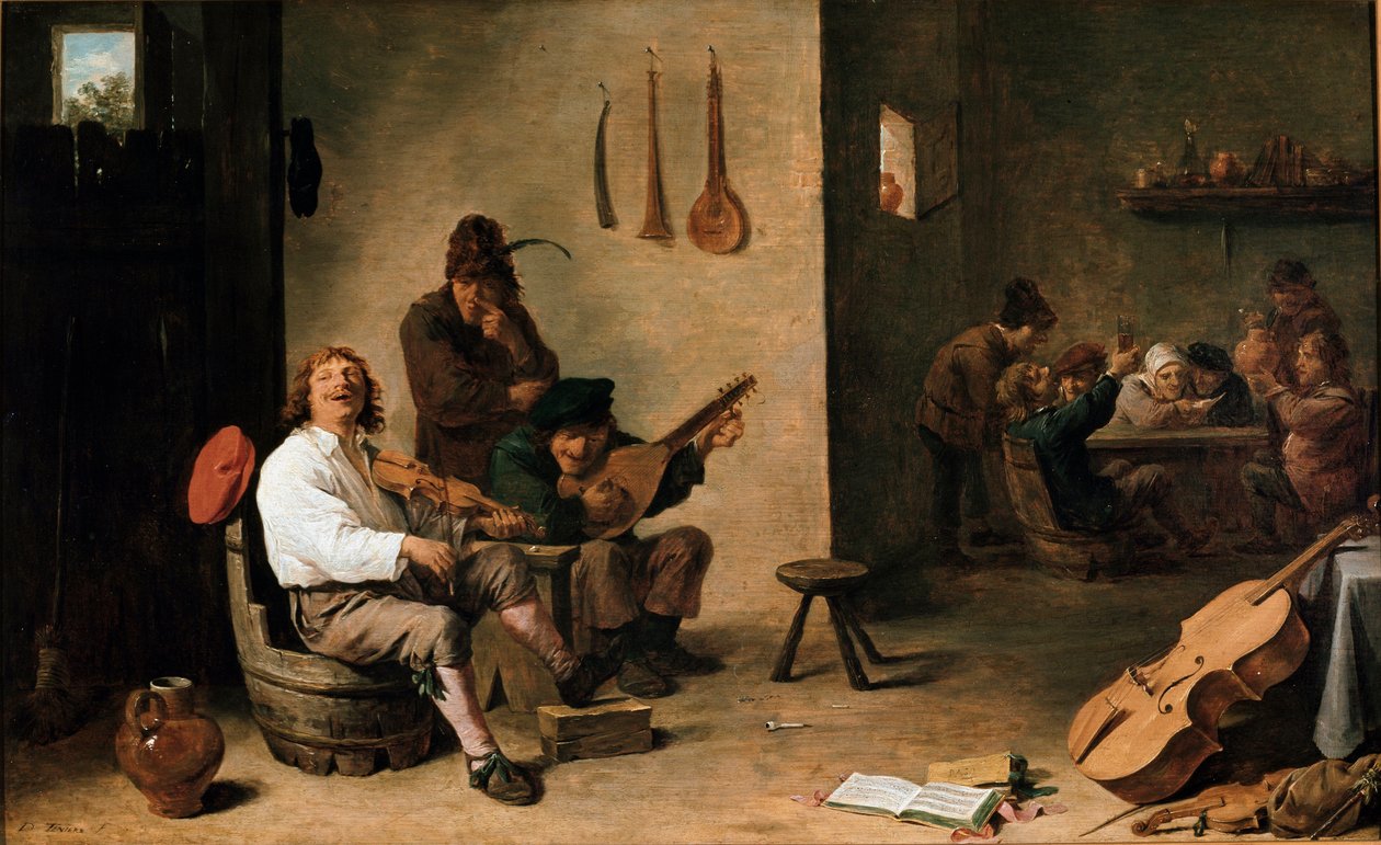 Muzycy w tawernie Obraz Davida Teniersa Młodego (1610-1690) XVII w. Turyn, Galleria Sabauda Włochy autorstwa David Teniers the Younger
