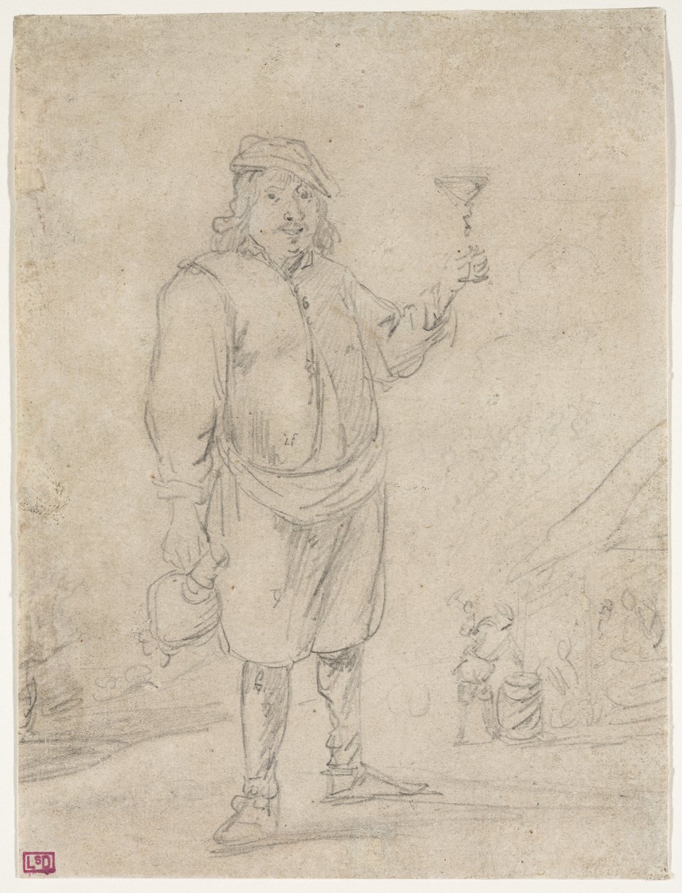Chłop podnoszący kieliszek wina, ok. 1644 r. autorstwa David Teniers the Younger