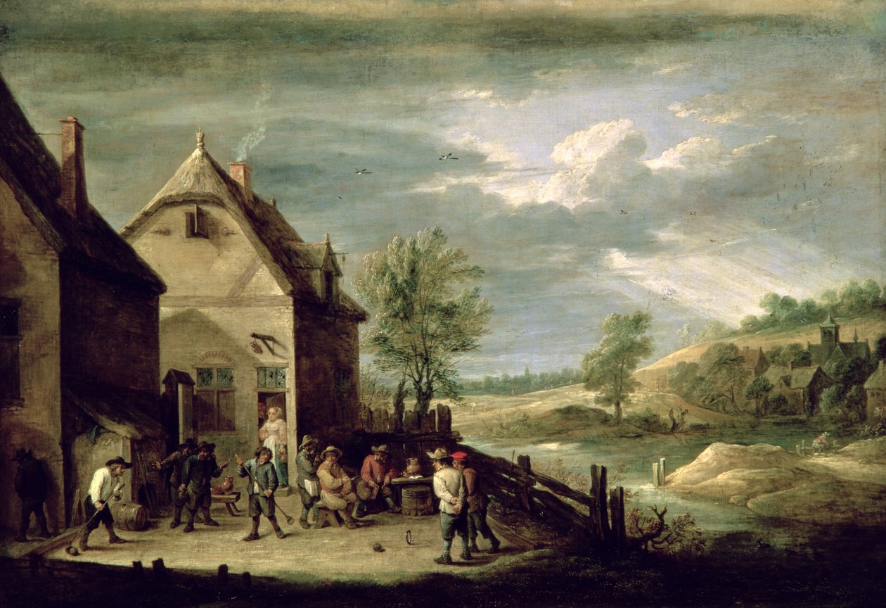 Chłopi grający w bule (olej na płótnie) autorstwa David Teniers the Younger
