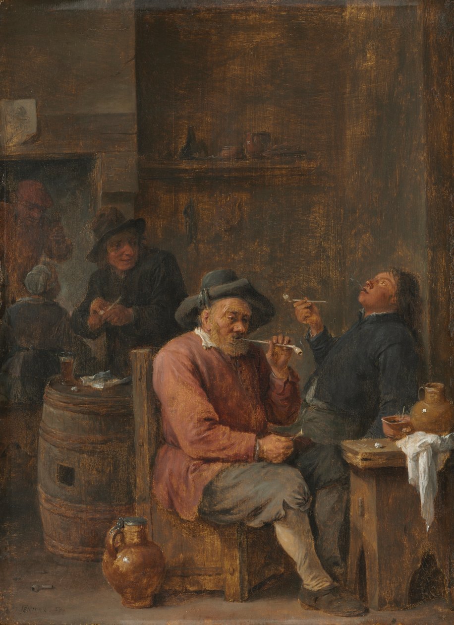 Chłopi palący w gospodzie, ok. 1640 (olej na drewnie) autorstwa David the Younger Teniers