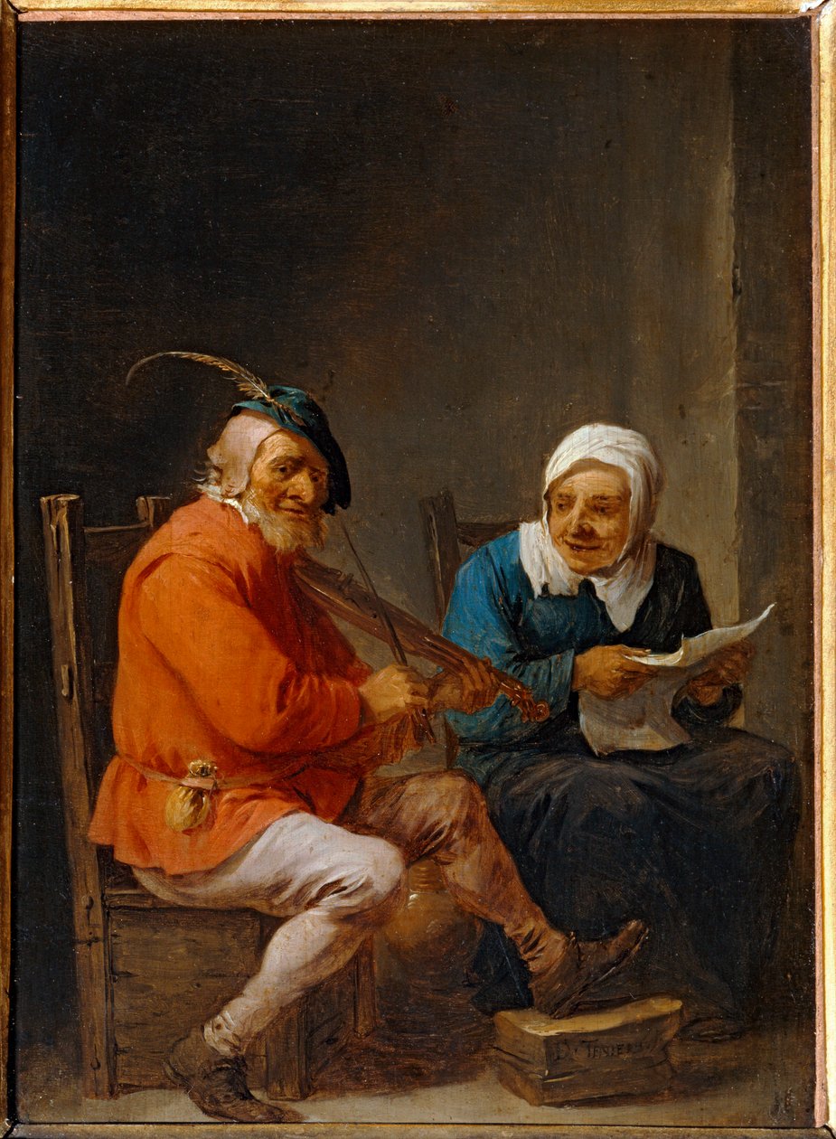 Mały duet: gitarzysta i wokalista ... autorstwa David the Younger Teniers