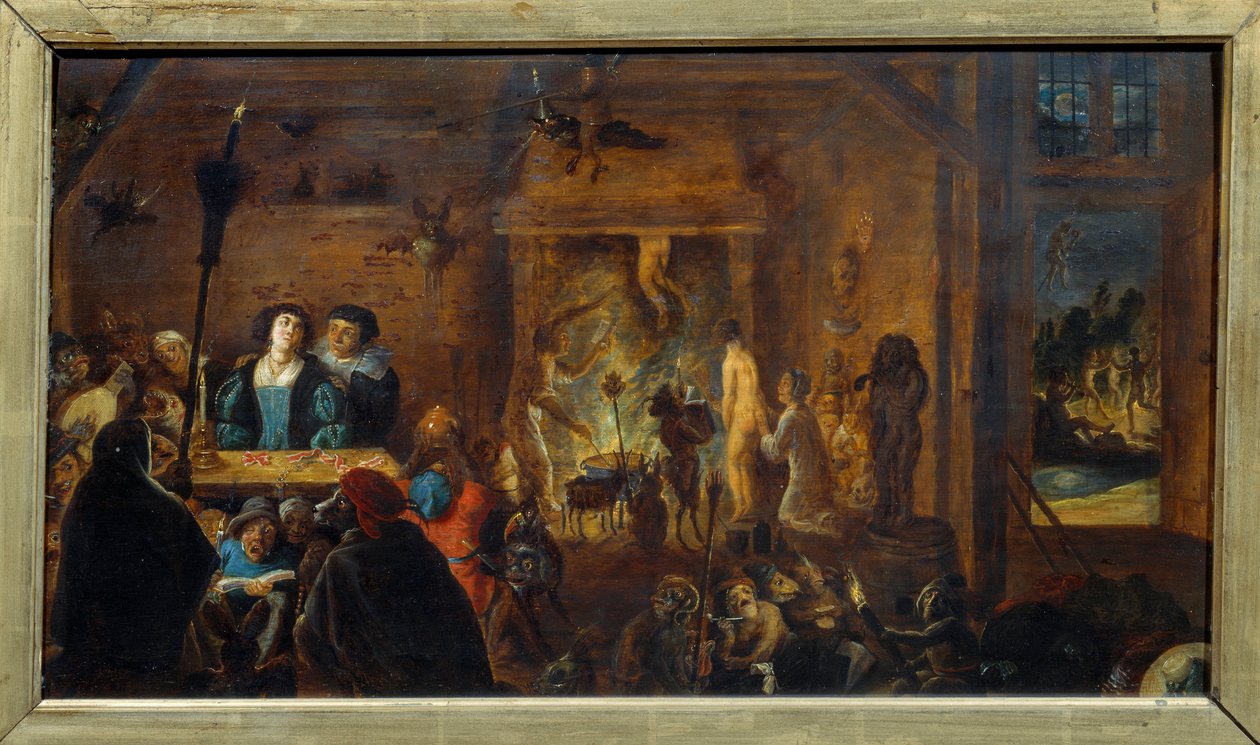 Scena szabatu. Obraz Davida II Teniersa pt. Młody (1610-1690) Ec. Bujda. autorstwa David Teniers the Younger