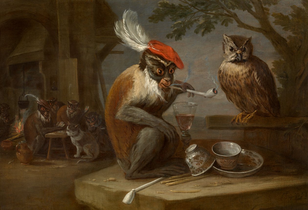 Singerie (olej na płótnie) autorstwa David the Younger Teniers