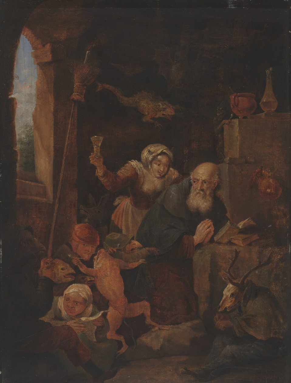 Kuszenie św. Antoniego (olej na desce) autorstwa David Teniers the Younger