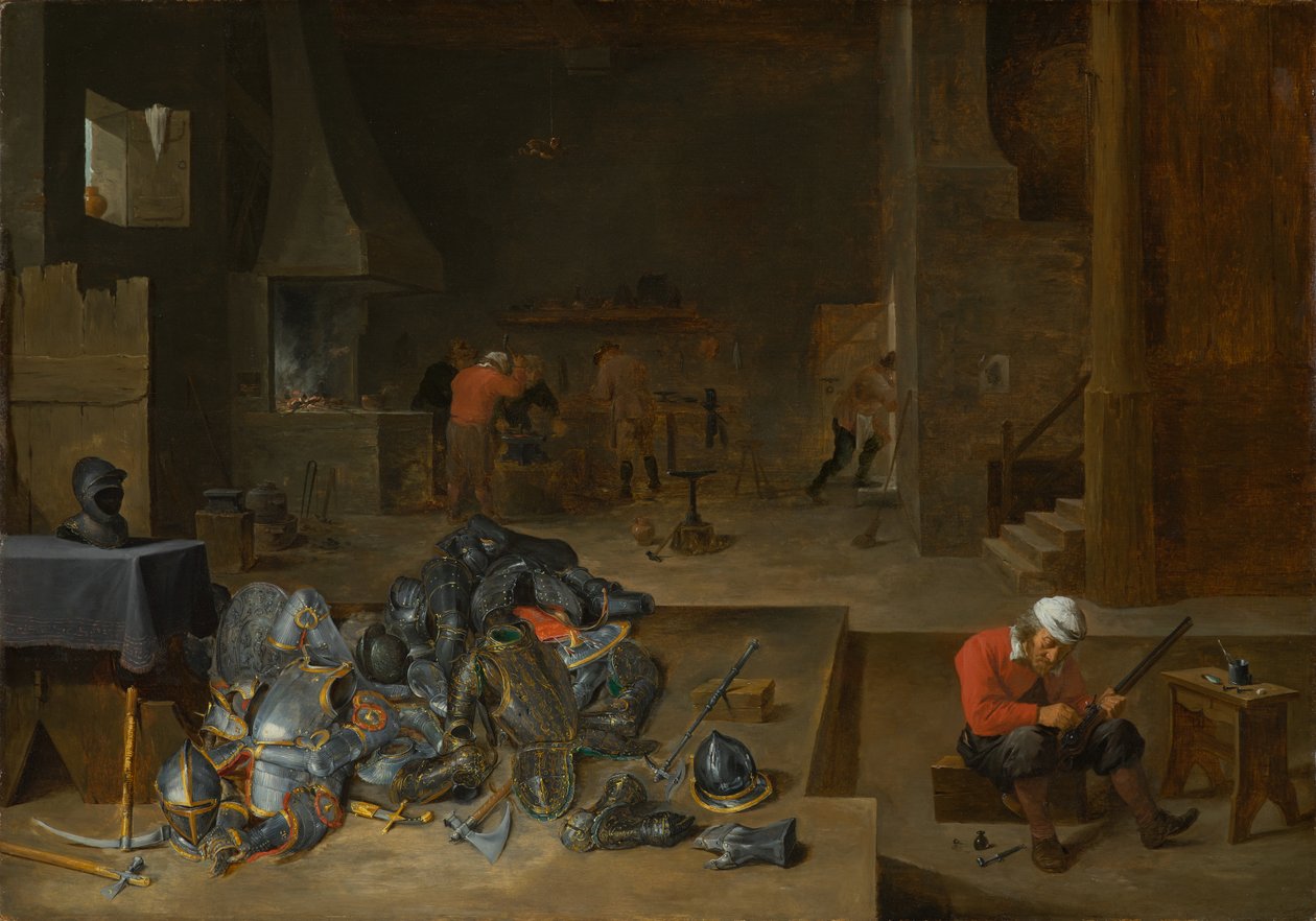 Sklep Płatnerski, ok. 1640-1645 autorstwa David Teniers the Younger