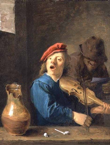 Skrzypek, 1633 (olej na miedzi) autorstwa David Teniers the Younger