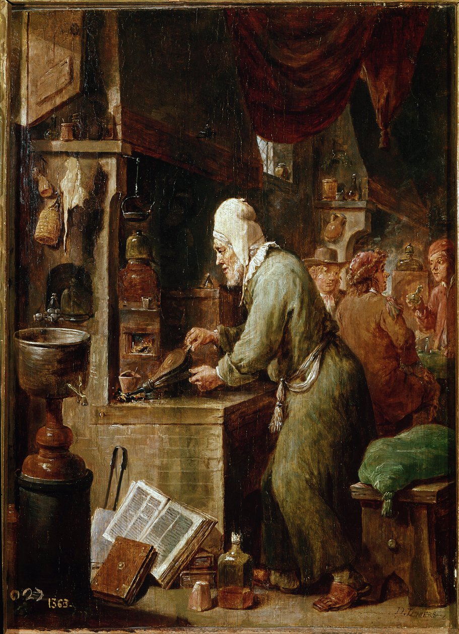 Alchemik (olej na panelu) autorstwa David Teniers the Younger