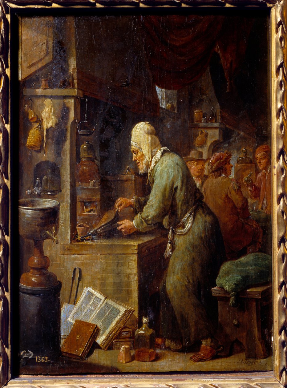 Alchemik. Obraz Davida Teniersa II Młody (1610-1690) Ec. Bujda autorstwa David Teniers the Younger
