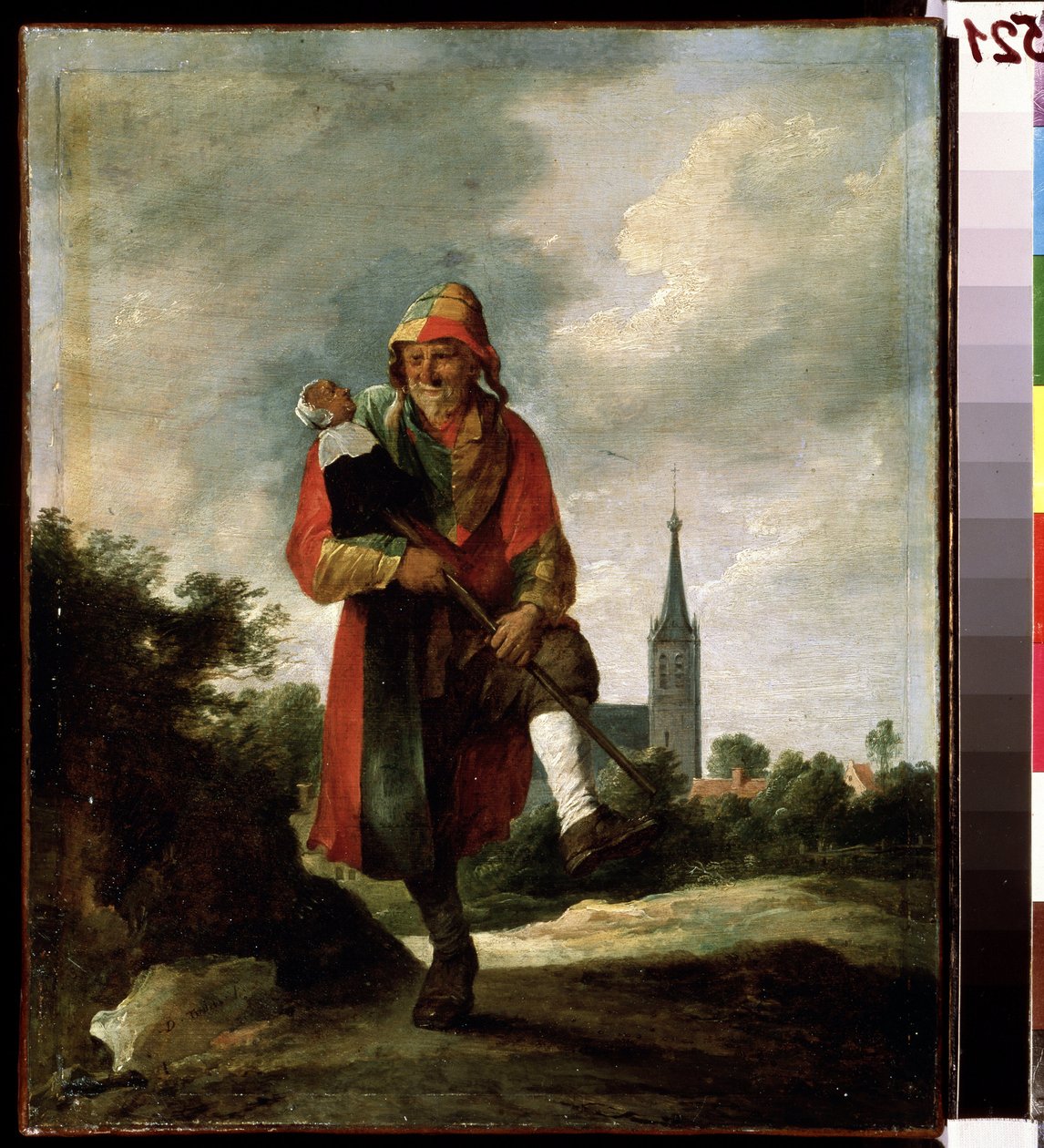 Głupiec (głupiec). Obraz Davida Teniersa młodszego (1610-1690). Olej na płótnie, 35 x 29 cm, ok. 1640. Sztuka flamandzka, Sztuka baroku. Muzeum Sztuk Pięknych im. Puszkina w Moskwie. autorstwa David Teniers the Younger