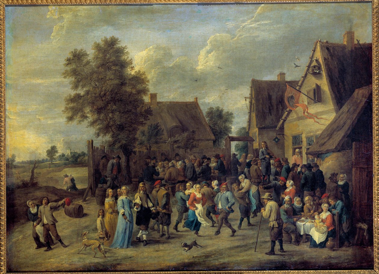 Wiejskie przyjęcie z arystokratyczną parą Obraz Davida Teniersa II (1610-1690) Ndz. 0,8x1,09m. autorstwa David Teniers the Younger