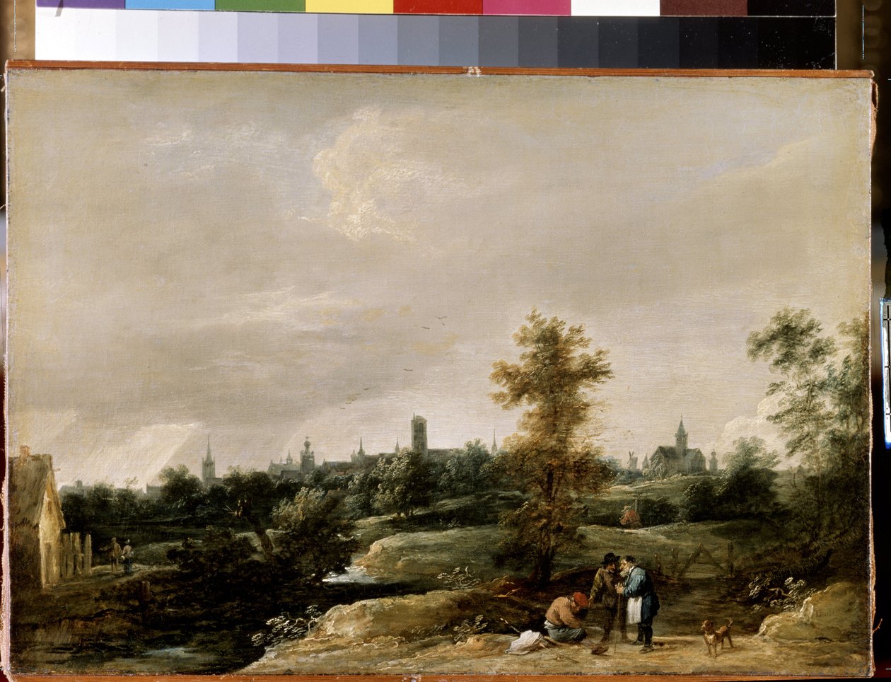 Zobacz w pobliżu Brukseli (Widok w pobliżu Brukseli). Obraz Davida Teniersa młodszego (1610-1690). Olej na drewnie, 26,7 x 38 cm. Sztuka flamandzka, sztuka barokowa. Muzeum Ermitażu w Sankt Petersburgu. autorstwa David Teniers the Younger