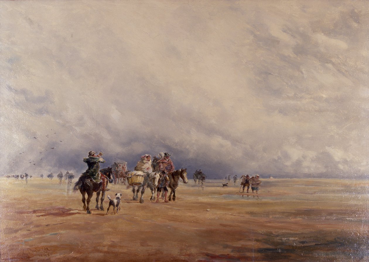 Lancaster Sands, Morecambe Bay (Skarby) 1842 (olej na płótnie) autorstwa David the younger Cox