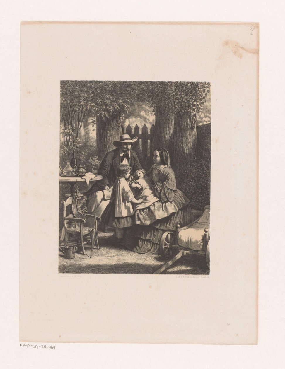 Rodzina w ogrodzie, prawdopodobnie rodzina Van der Kellen autorstwa David van der Kellen