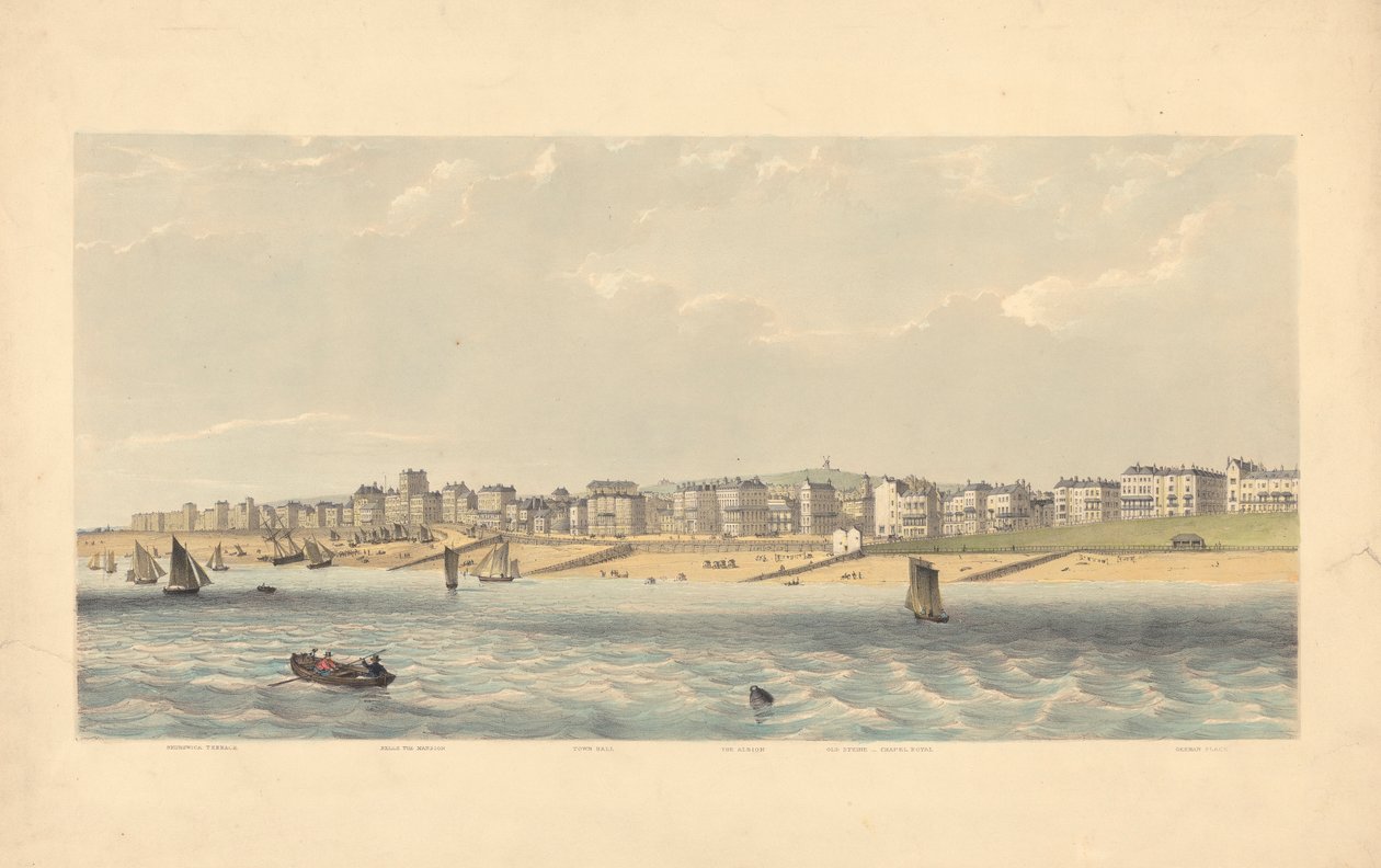 Brunswick Terrace, Bellevue Mansion, Town Hall, the Albion, Old Steine, Chapel Royal, German Place autorstwa Day and Co.