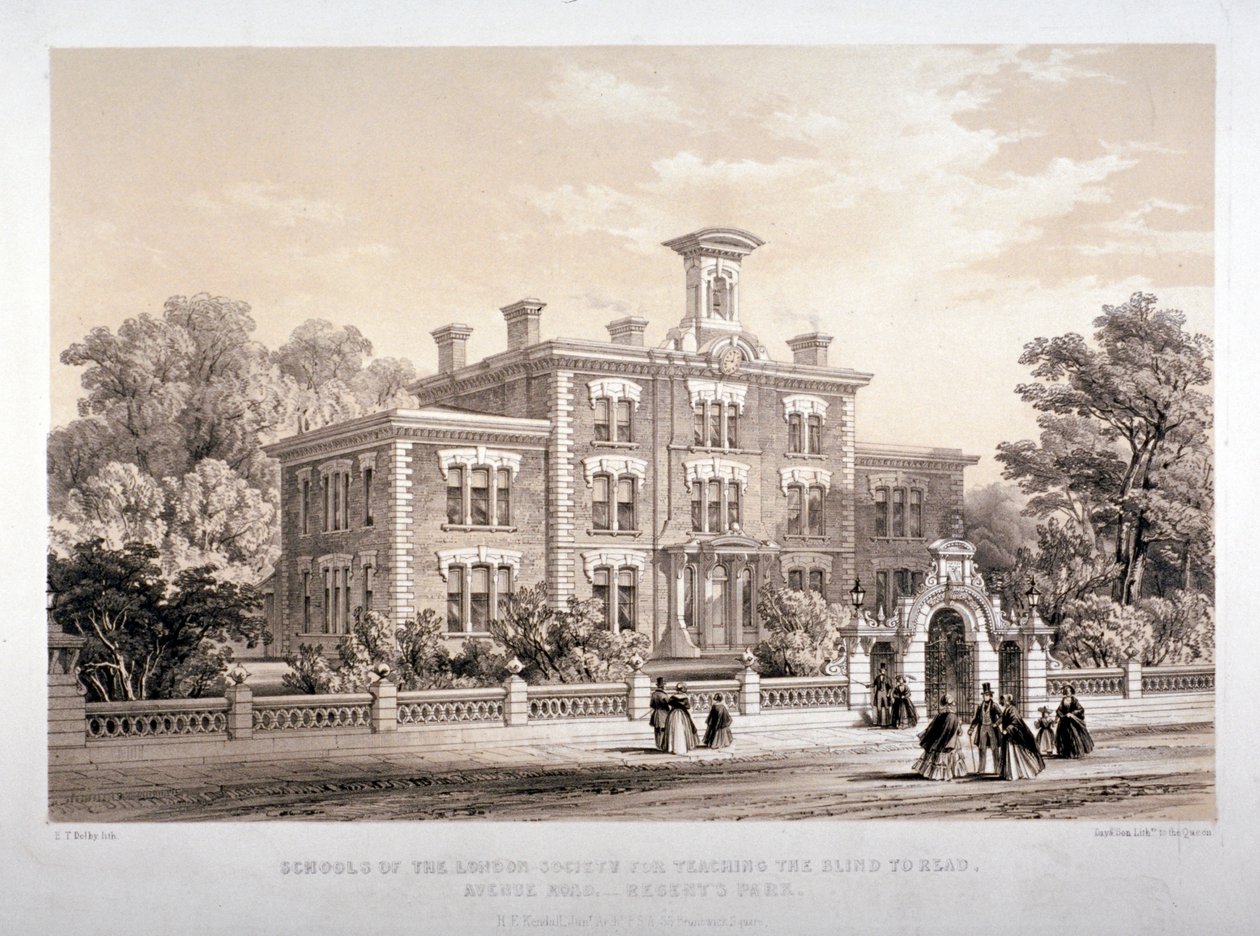 Szkoły Towarzystwa Londyńskiego do nauczania osób niewidomych, Avenue Road, Marylebone, Londyn, c1860. autorstwa Day and Son