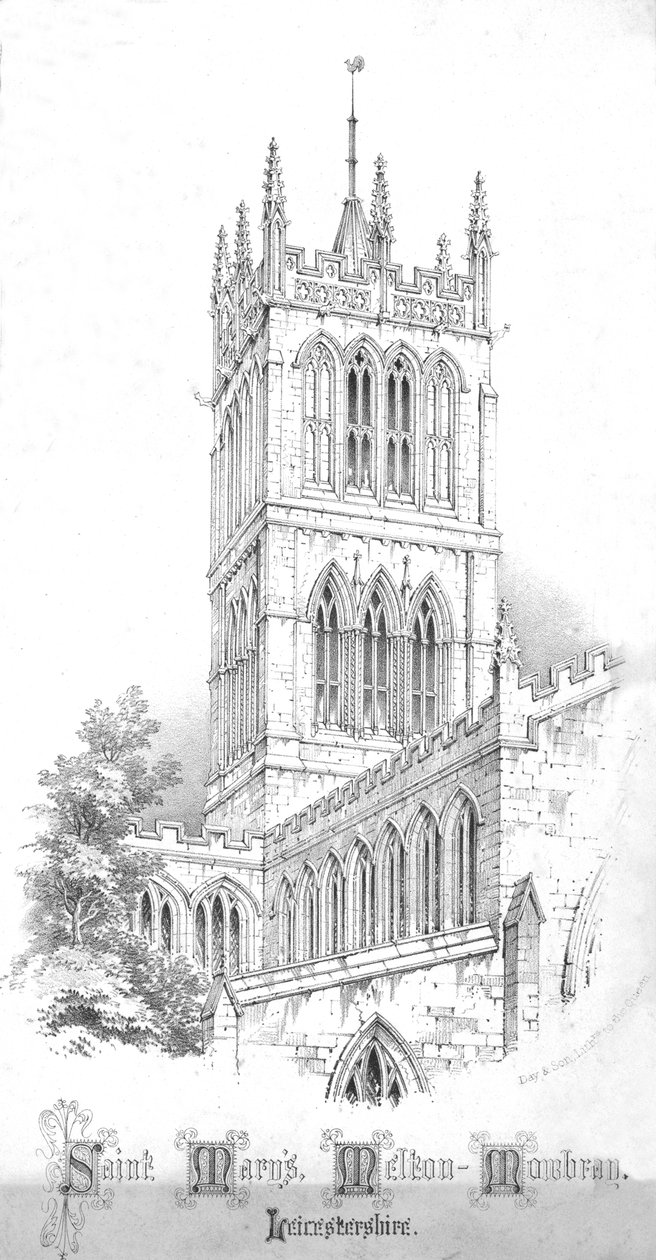 Saint Marys, Melton-Mowbray. Leicestershire, ok. 1850 r. autorstwa Day and Son