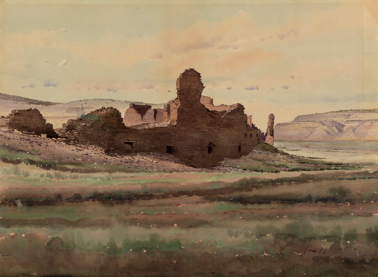 Ruiny Pueblo Bonito, Kanion Chaco, Nowy Meksyk autorstwa De Lancey Gill