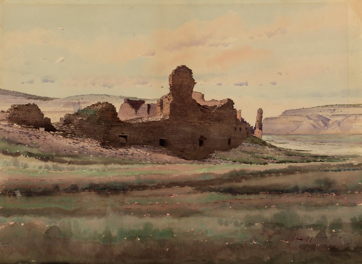 Ruiny Pueblo Bonito, Kanion Chaco, Nowy Meksyk, 1888. autorstwa De Lancey Gill