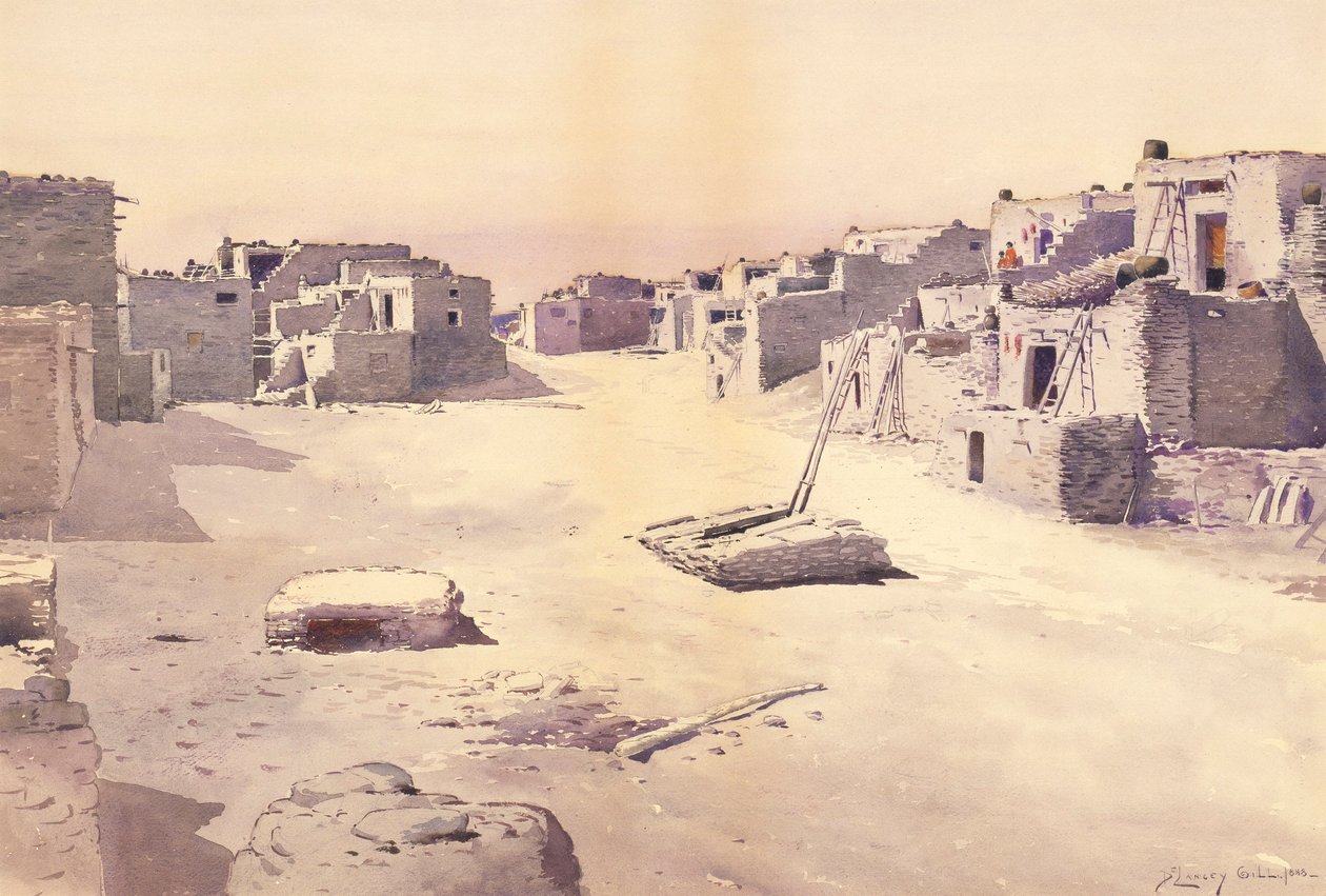 Ulica w Pueblo of Oraibi, Tusayan, Arizona autorstwa De Lancey Gill