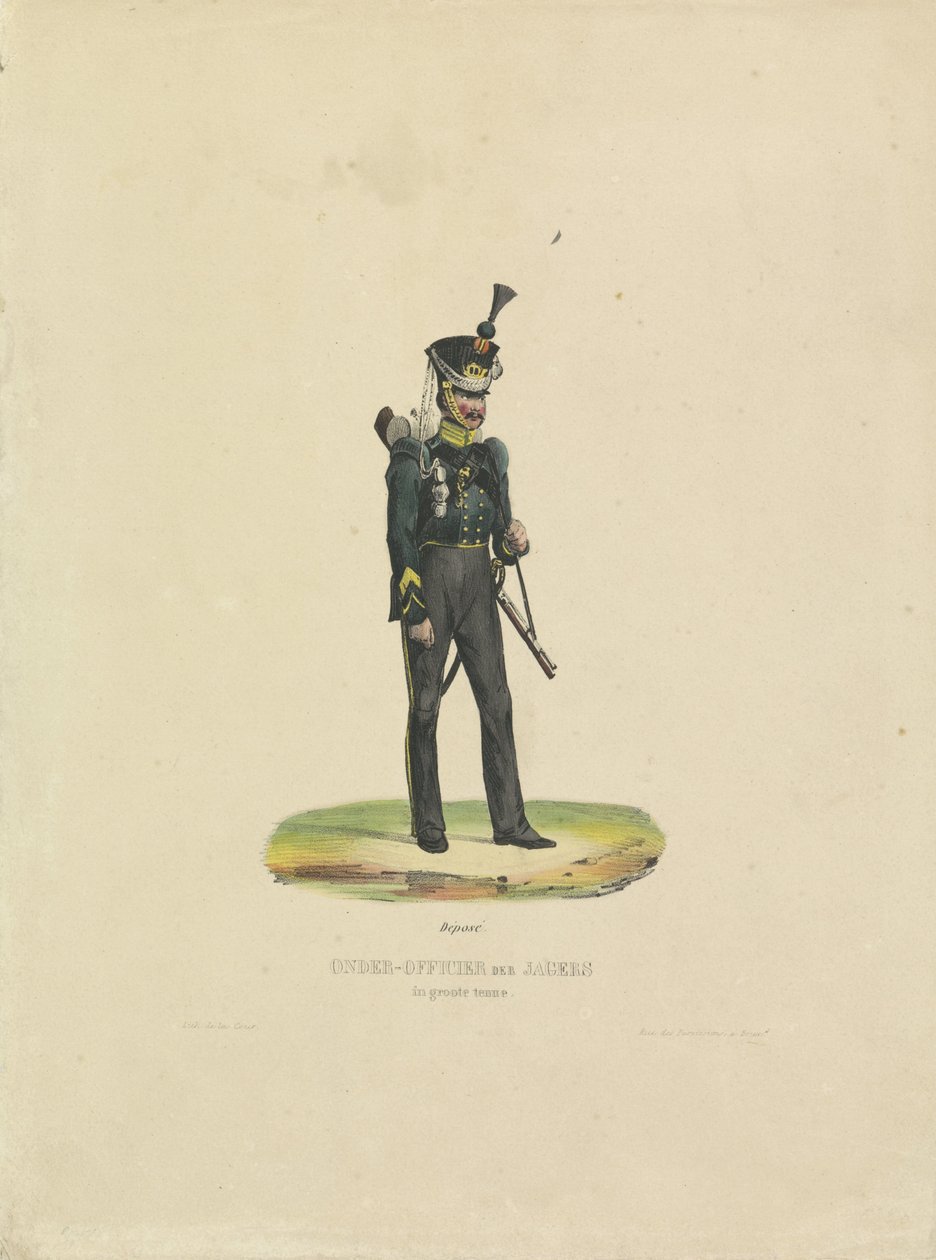 Myśliwy w wielkim mundurze, 1820-1825 Podoficer w wielkim mundurze (tytuł na obiekcie) autorstwa De la Cour