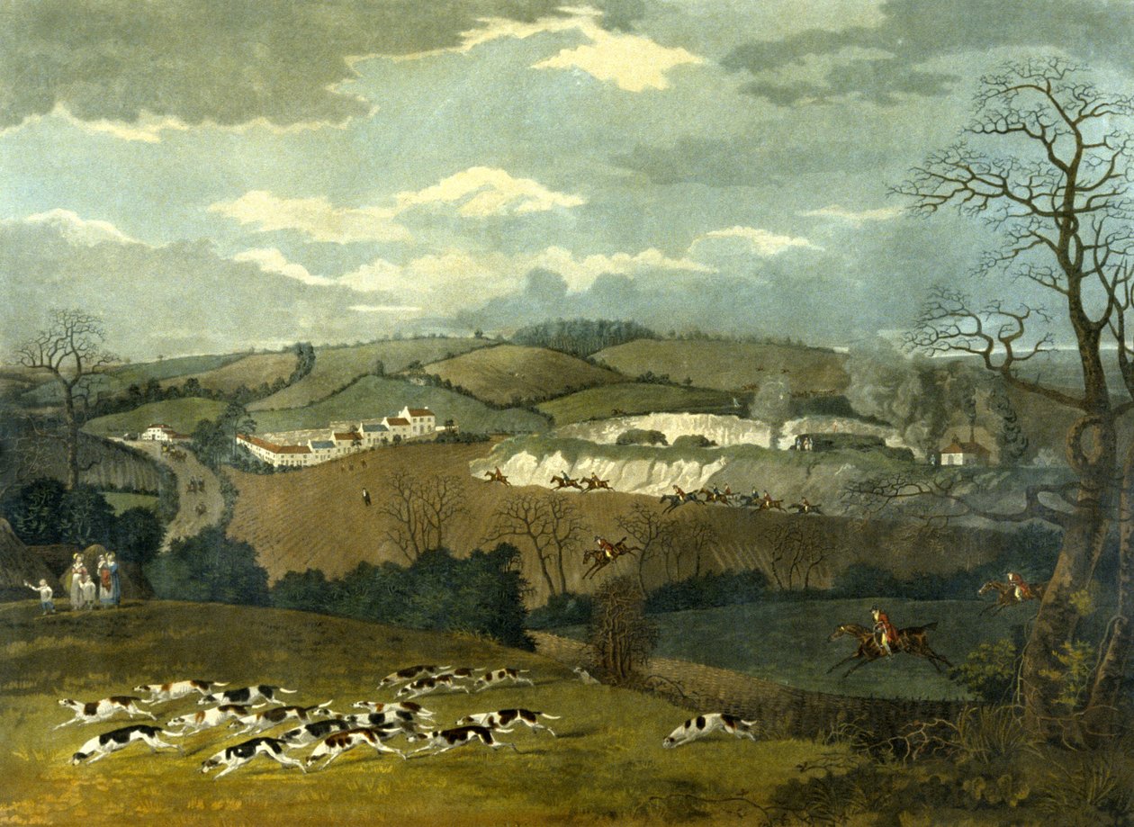 Full Cry, grawerowane przez R.G. Reeve, c.1830 (kolor lito) autorstwa Dean Snr. (after) Wolstenholme