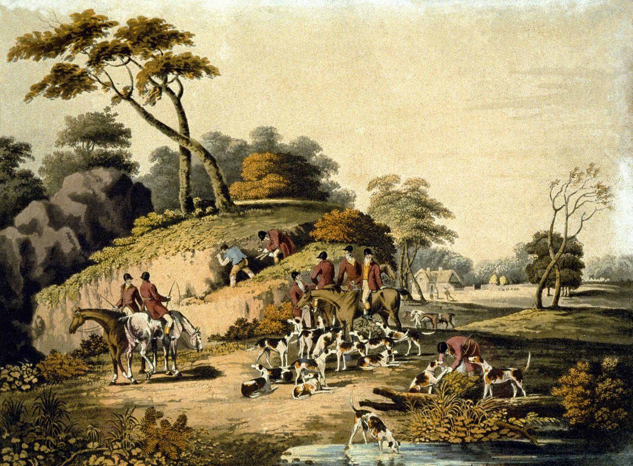 Poranek, Foxhunting, grawerowane przez J.H. Clarke i F. Jekes autorstwa Dean Snr. (after) Wolstenholme